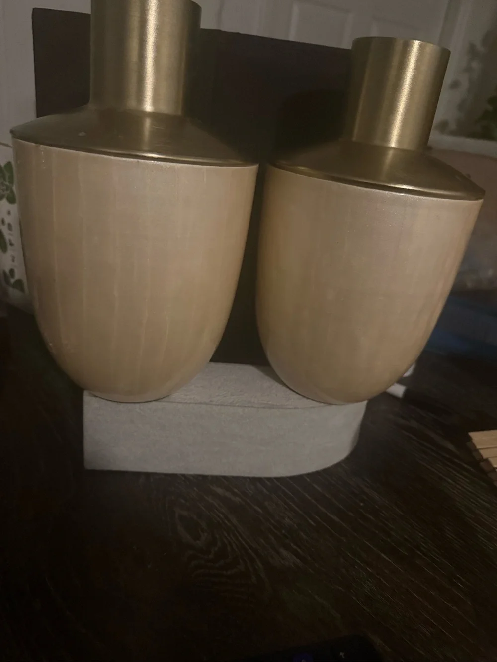 Gold Ceramic Accent Vases - Pair